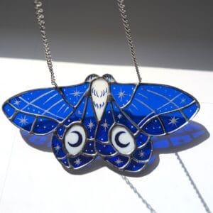 Hand Painted Moth - Blue Moon